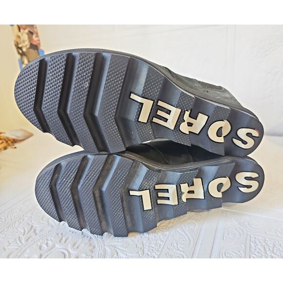 SOREL Joan Leather Rhapsody Wedge Snow Boot Womens 8.5 Black - Picture 4 of 10